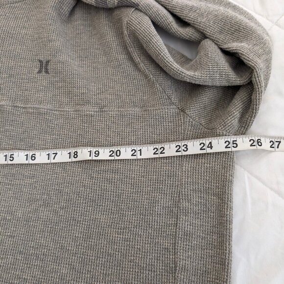 HURLEY Pullover Men's 2XL Gray Henley Waffle Hooded Long Sleeve Casual - Picture 14 of 15